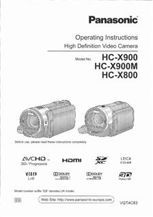 Panasonic HC X900M manual. Camera Instructions.